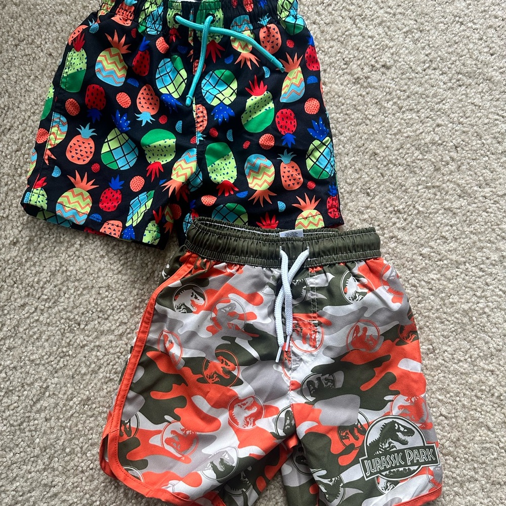 Kids Camo Shorts - Green and Orange